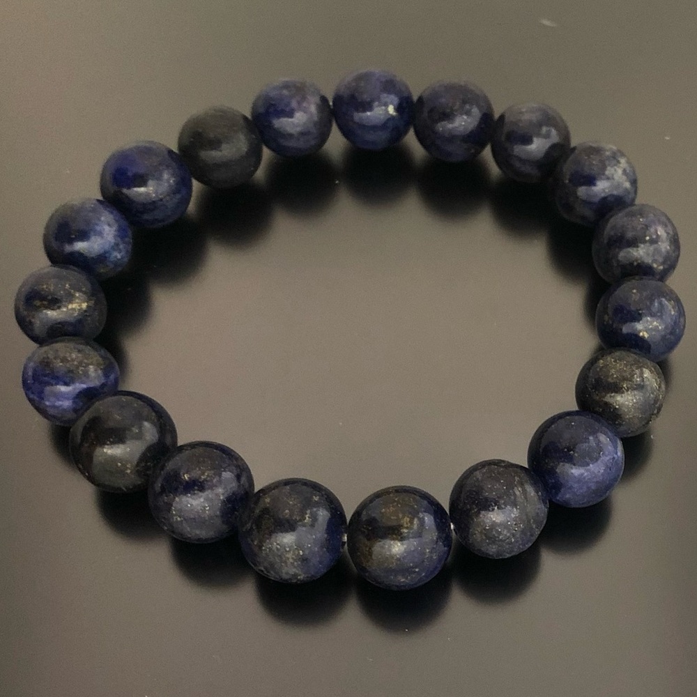 Lapis Lazuli Stone 10mm Beads Stretchable Bracelet - Picture 3 of 3